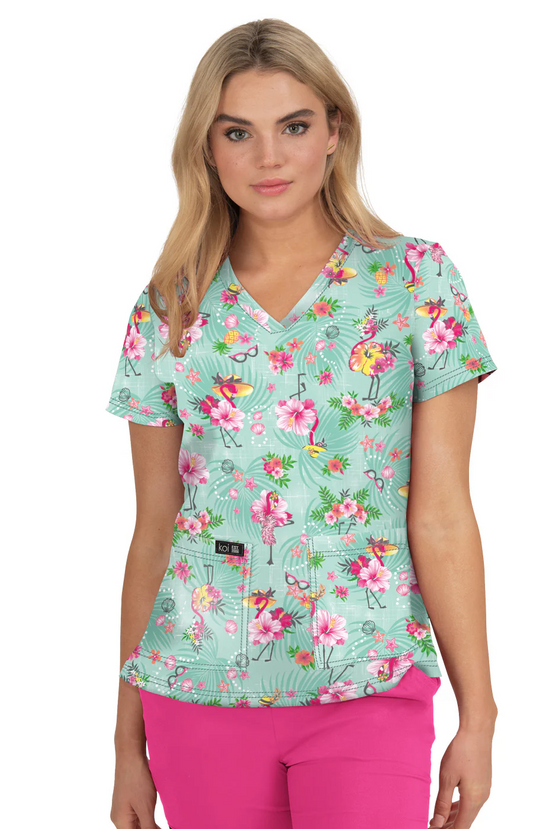 Flamingo scrub top, trending scrub tops