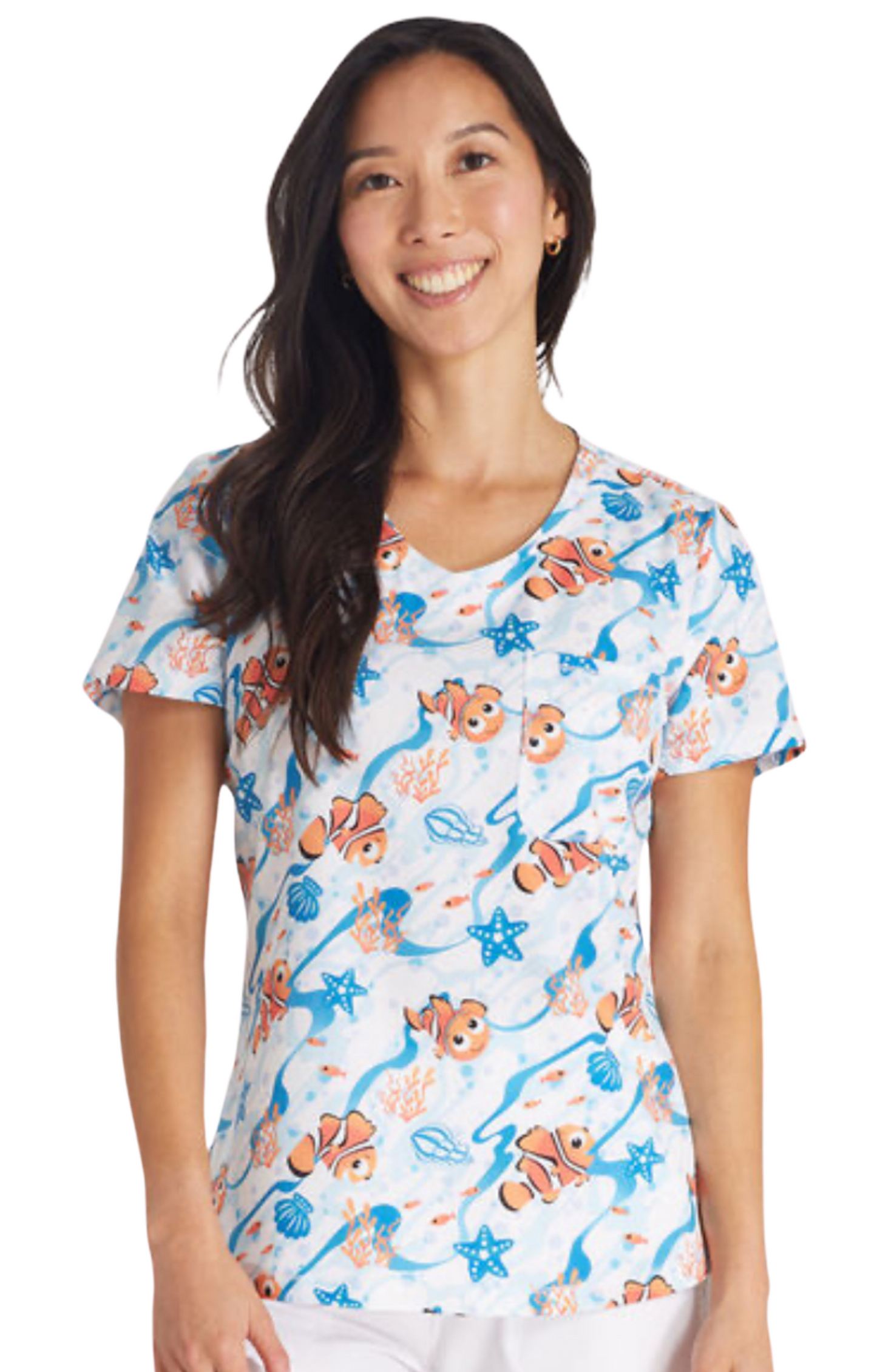 Women's Current Of Fun Print Scrub Top