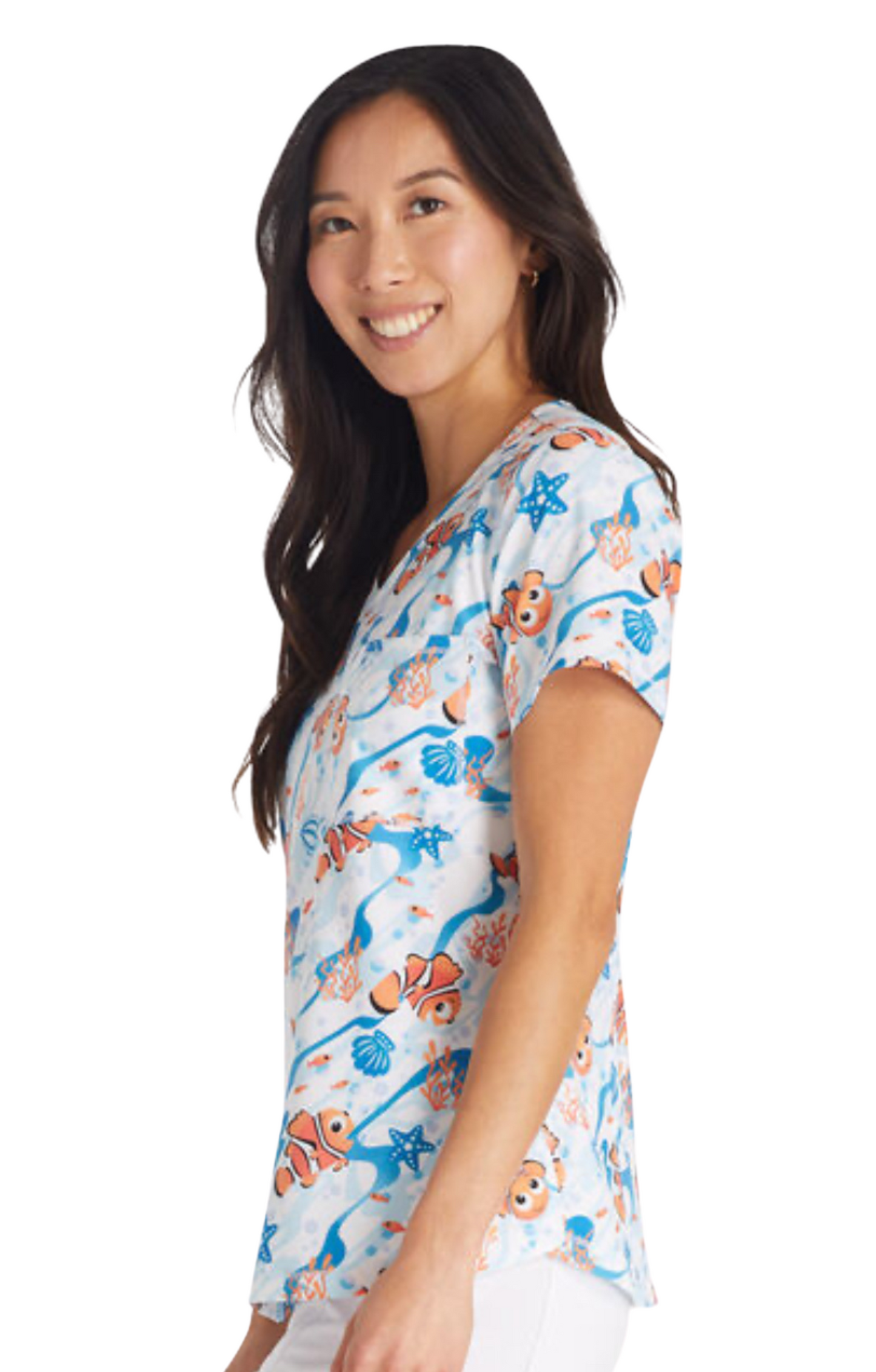 Women's Current Of Fun Print Scrub Top